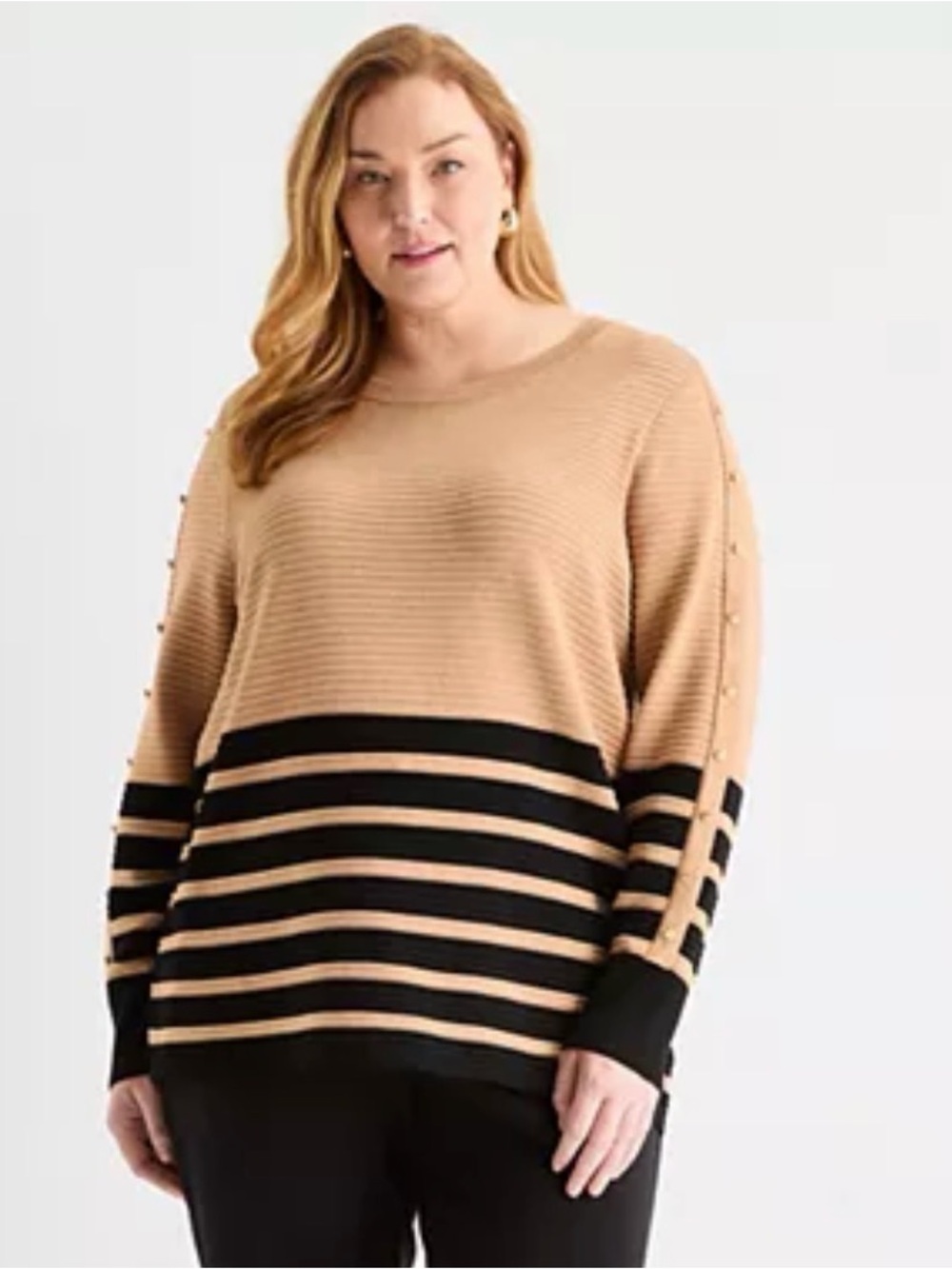 Striped Knit Sweater - beige & Black - Picture 5 of 5